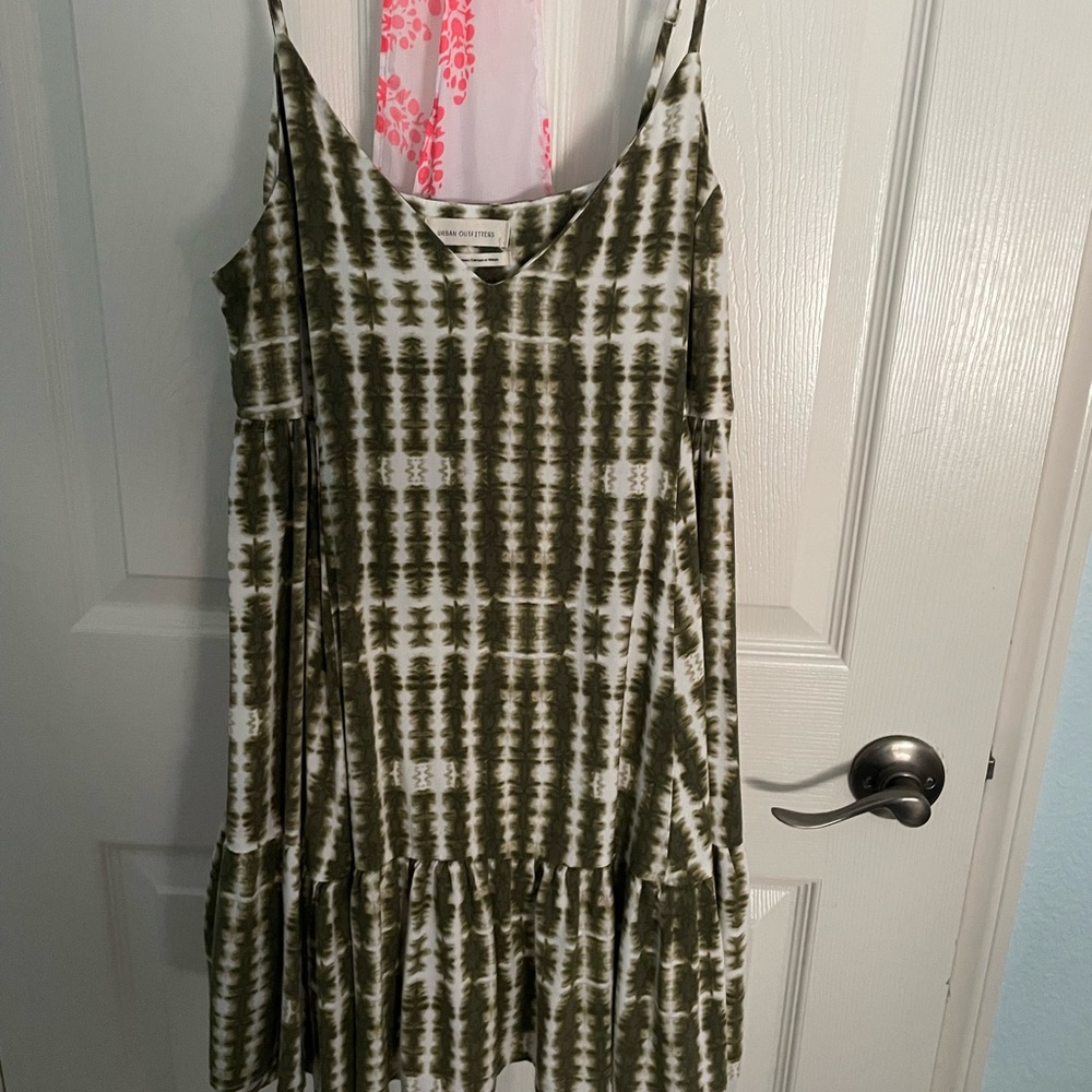 urban outfitters navy and white mid dress